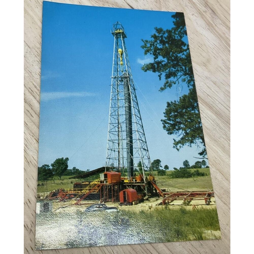 Vintage Oil Derrick Drilling Rig Color Lithograph Postcard Standard 5.5x3.5 In